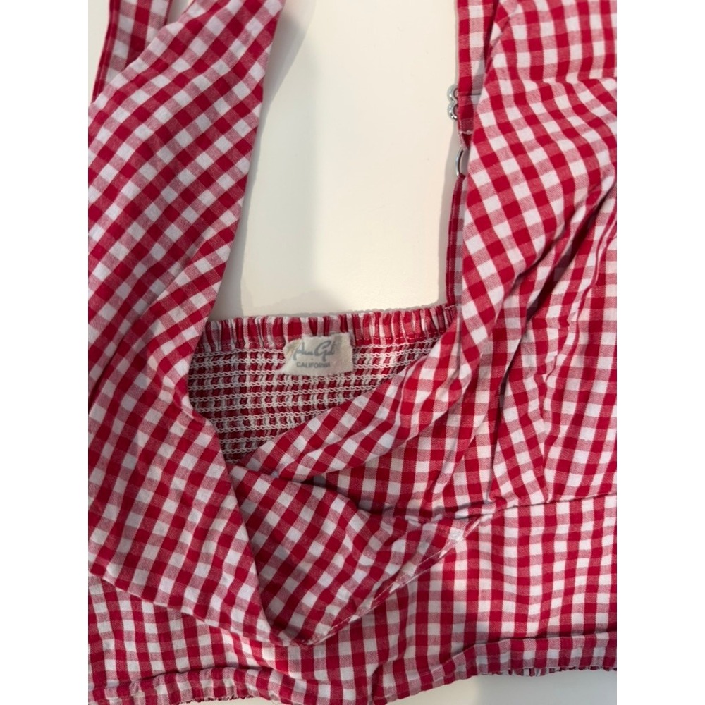 Brandy Melville Red Gingham Amara Crop Top Sweetheart Neckline, One Size - Picture 5 of 5